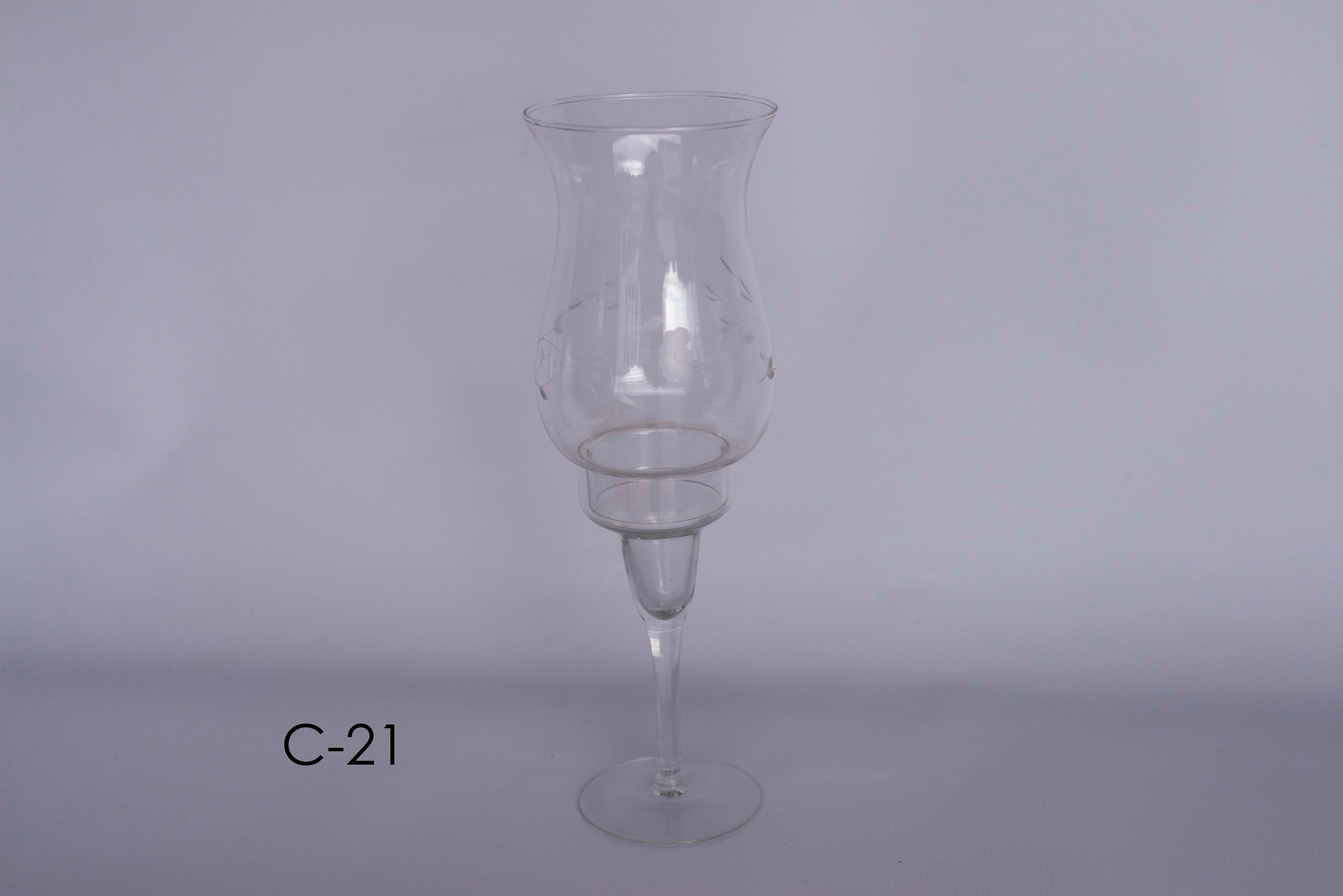 C 21 Princess House Glass Hurricane Lamps for a Taper Candlestick Simple Elegance